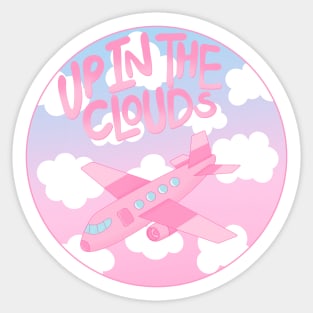 Up in the Clouds Cute Pink Airplane Sticker